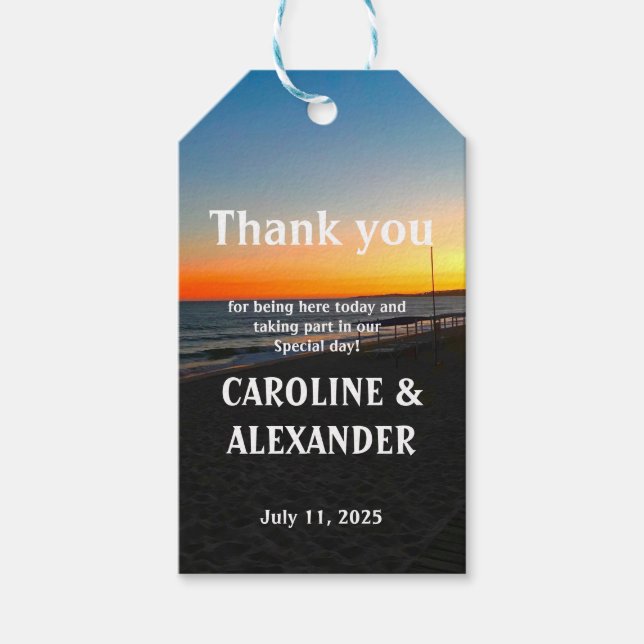 Eleganter Sonnenuntergang Küste Strand Tropischer  Geschenkanhänger (Vorderseite)