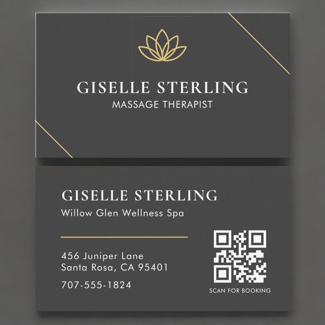 Eleganter Spa- & Wellness-Massagetherapeut QR-Code Visitenkarte (Von Creator hochgeladen)