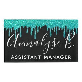 Eleganter Sparkle Glitzer Funkelnd Name Beruflich Namenschild