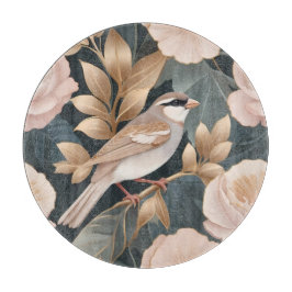Eleganter Sparrow Rosa und Gold Floral Schneidebrett