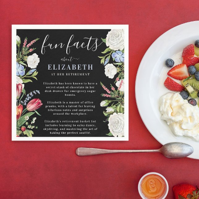 Eleganter Spaß Fakten Moderne Script Pastel Floral Serviette (Von Creator hochgeladen)