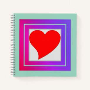 Eleganter Spaß Girly Red Heart, Lila rosa und Aqua Notizbuch