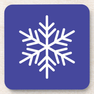 Eleganter Spaß White Nordic Snowflake auf Deep Blu Getränkeuntersetzer