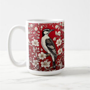 Eleganter Specht-Blumen-William-Morris-inspirierte Kaffeetasse