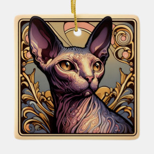 Eleganter Sphinx Cat Charm Keramikornament