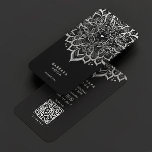 Eleganter spiritueller Coach Mandala Black Silver  Visitenkarte