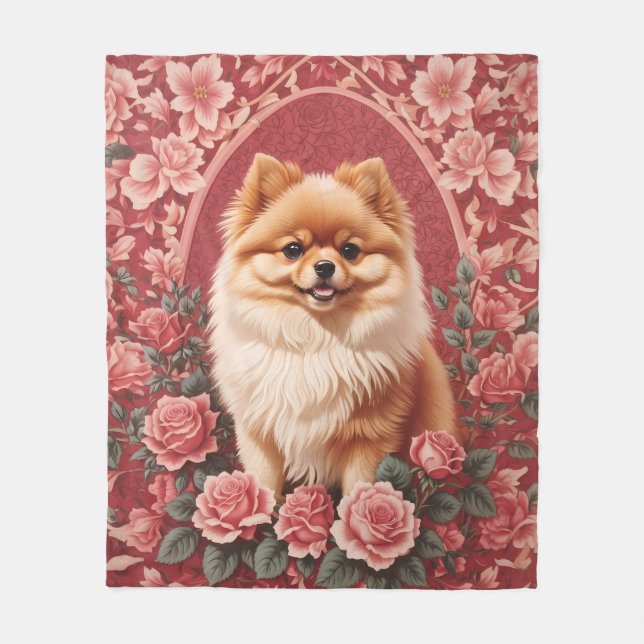 Eleganter Spitz Dog William Morris Inspiriert Fleecedecke (Vorderseite)