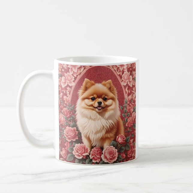 Eleganter Spitz Dog William Morris Inspiriert Kaffeetasse (Links)