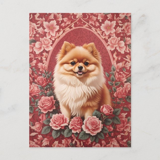Eleganter Spitz Dog William Morris Inspiriert Postkarte (Vorderseite)
