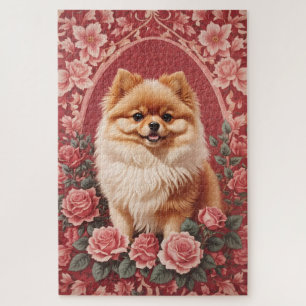 Eleganter Spitz Dog William Morris Inspiriert Puzzle