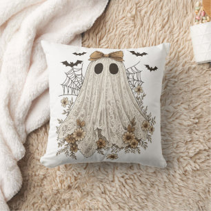 Eleganter Spitzengeist mit Schleife Floral Ghost Kissen