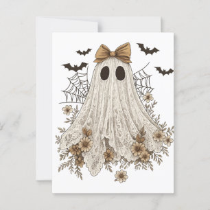 Eleganter Spitzengeist mit Schleife   Floral Ghost Postkarte