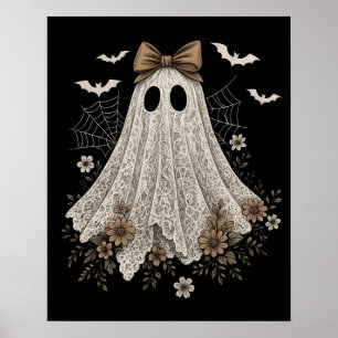 Eleganter Spitzengeist mit Schleife Floraler Gei Poster