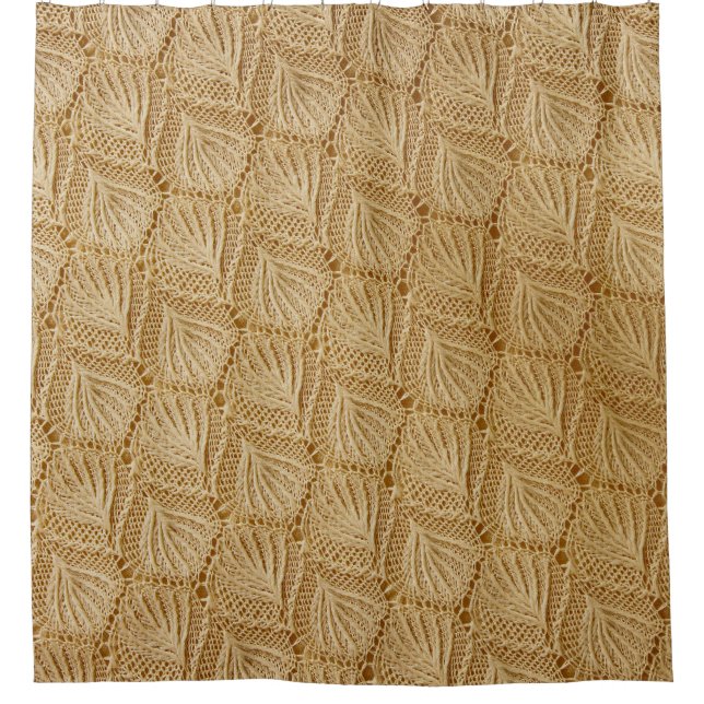Eleganter Spitzenstoff: Texturierte Muster. Duschvorhang (Vorderseite)