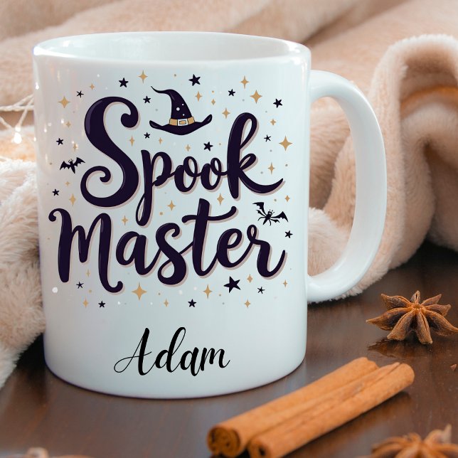 Eleganter "Spook Master" Name Halloween Kalligrafi Tasse (Von Creator hochgeladen)