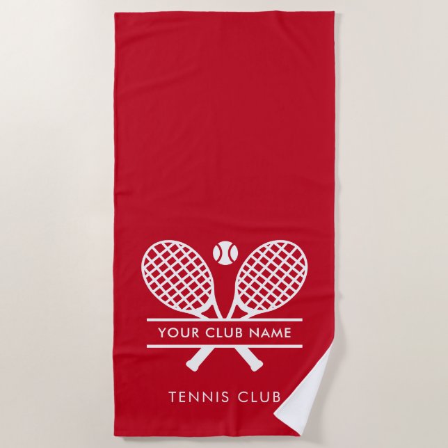 Eleganter Sportclub Name Tennis Rotes Team Strandtuch (Vorderseite)