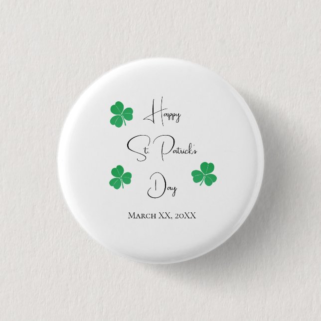 Eleganter St. Patrick's Day Shamrock  Button (Vorderseite)