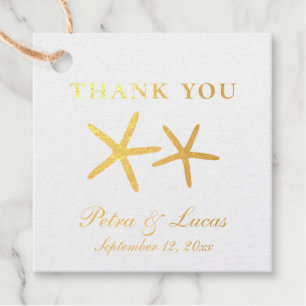 Eleganter Starfish Beach Wedding Foil Geschenkanhänger