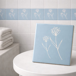 Eleganter staubblauer einfacher Blumen  Fliese
