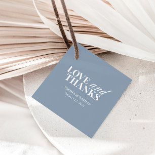 Eleganter Staubblauer Hochzeits-Dankeschön Geschenkanhänger
