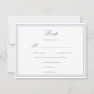 Eleganter Staubblauer Minimalistischer Einfacher R RSVP Karte