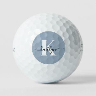 Eleganter staubblauer Schriftmonogramm Golfball