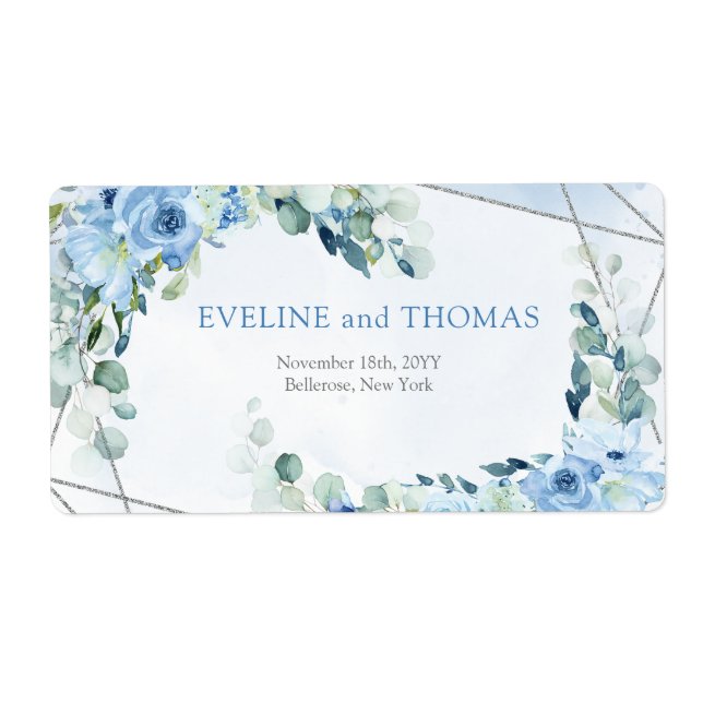 Eleganter, staubblauer silberfarbener Aquarellrahm (Vorne)