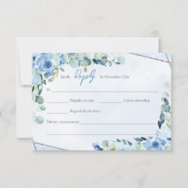 Eleganter, staubblauer silberfarbener Aquarellrahm RSVP Karte