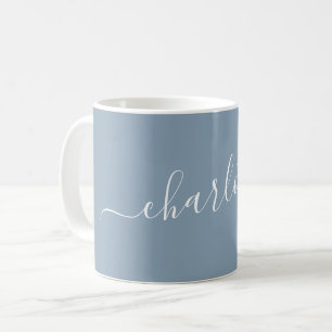Eleganter staubblauer Skript moderner Name persona Kaffeetasse