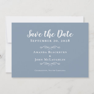 Eleganter Staubblauer Zarter Romantischer Kalligra Save The Date