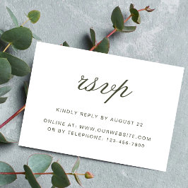 Eleganter Staubgrün-Script-Klassiker Hochzeit RSVP Karte