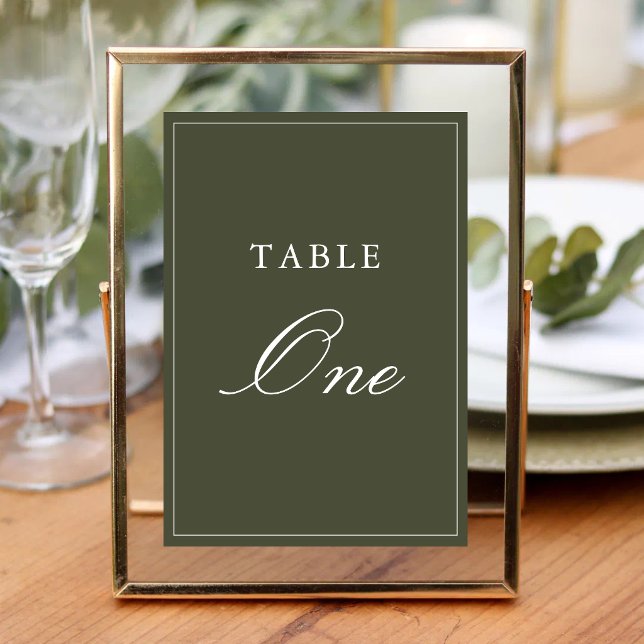 Eleganter Staubgrün-Script-Klassiker Hochzeit Tischnummer (Elegant dusty green script table numbers bring timeless style and effortless guest navigation.)