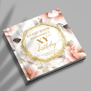 Eleganter, staubiger goldfarbener Geburtstag Gästebuch