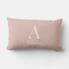Eleganter staubiger Rosa- und Weiß-Monogramm Lendenkissen