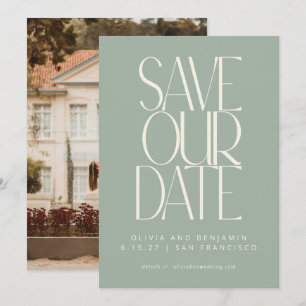 Eleganter staubiger Salbei einfacher moderner Tren Save The Date