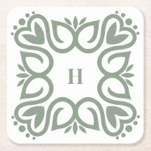 Eleganter staubiger Salbei-Grün-Monogramm-Schriftz