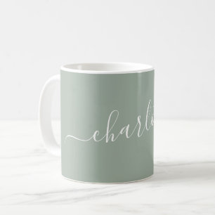 Eleganter Staubiger Salbei Schrift Moderner Name P Kaffeetasse