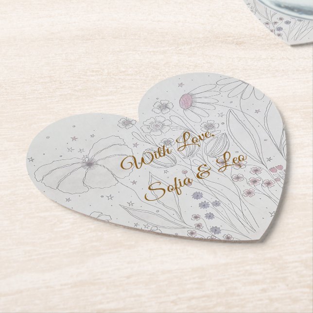 Eleganter Staubrosa Blumen Herz Papieruntersetzer Untersetzer (angewinkelt)