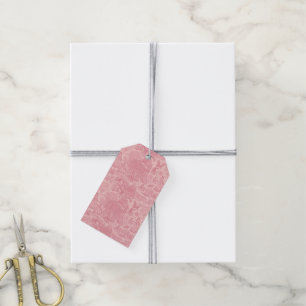 Eleganter Staubrosaroter Rokoko-Revival-Toile Geschenkanhänger