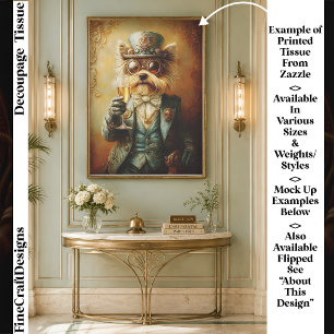 Eleganter Steampunk-Yorkie-Hund, Glas FR9L Decoupa Seidenpapier