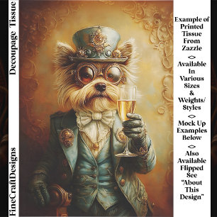 Eleganter Steampunk-Yorkshire-Terrier, Glas FR9R-D Seidenpapier