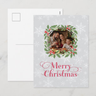 Eleganter Stechpalmenkranz Frohe Weihnachten Foto