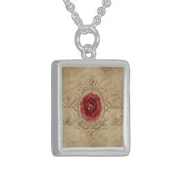 Eleganter Sterling Silver Rose Pendant Sterling Silberkette