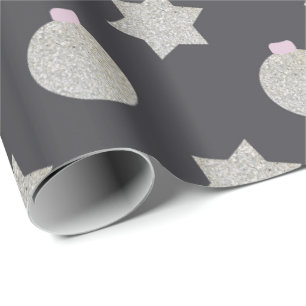 Eleganter Stern und Weihnachtsbaumanhänger Silber  Geschenkpapier