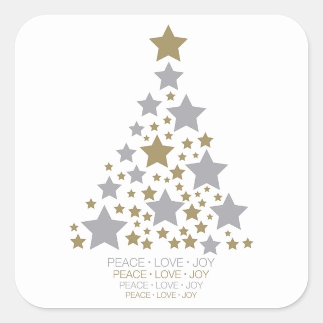 Eleganter Sternbaum Quadratischer Aufkleber (Vorderseite)