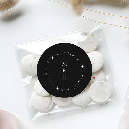 Eleganter Sternenmonogramm-Himmelhochzeitsaufklebe Runder Aufkleber