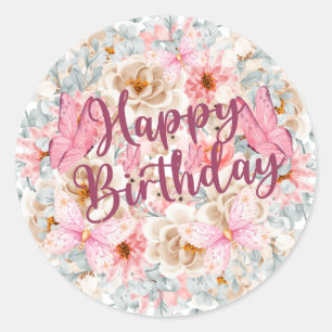 Eleganter Sticker für Blumen und Schmetterlinge