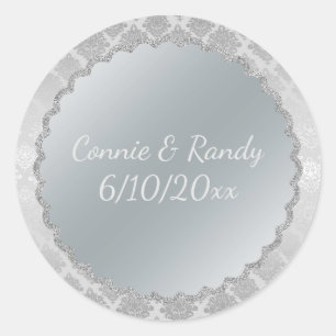 Eleganter Sticker für die Silver Monogram Hochzeit