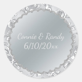 Eleganter Sticker für die Silver Monogram Hochzeit