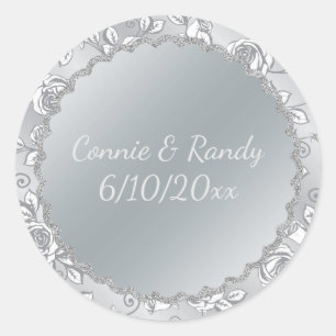 Eleganter Sticker für die Silver Monogram Hochzeit